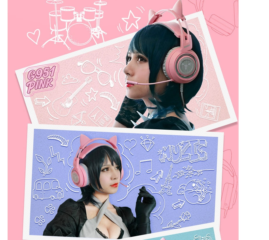 G951 Gaming Headset USB 7.1 Virtual Surround Sound Headsets LED Cat Ear Headphones - 0 - by My Store (image 2) | Heavy Bass