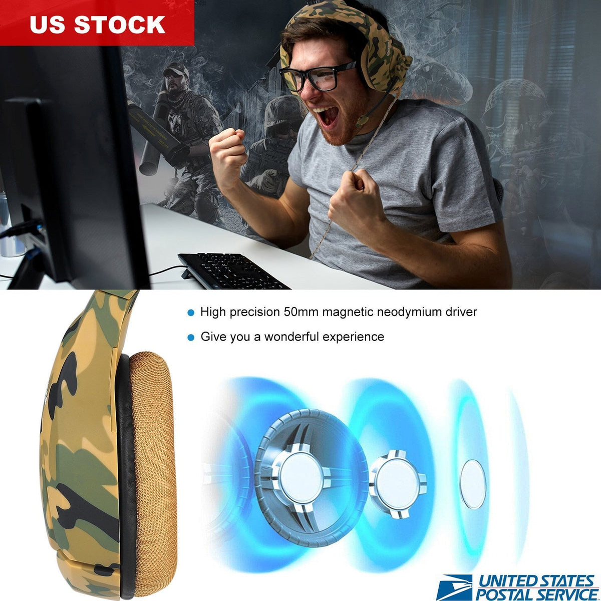 Gaming Headsets Noise Isolation Volume Adjustment Stereo Earmuffs w/ (product 10477775323419 image 43998711939355)