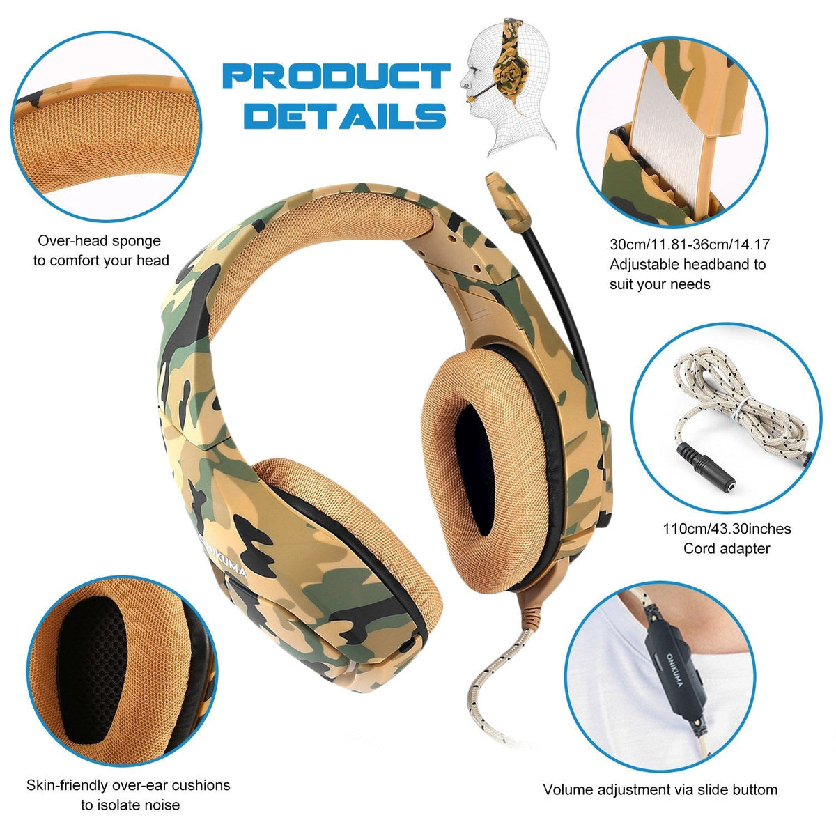 Gaming Headsets Noise Isolation Volume Adjustment Stereo Earmuffs w/ (product 10477775323419 image 43998712004891)