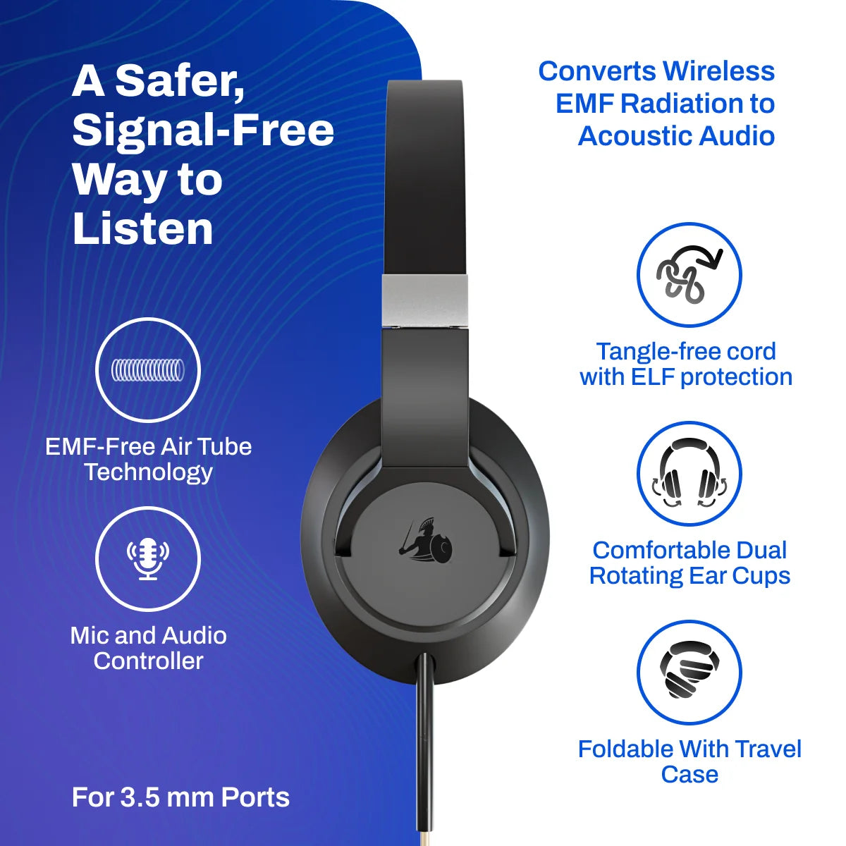 EMF Radiation-Free Air Tube Over-Ear Headphones with Built-In Mic and (product 10477776109851 image 43998717542683)