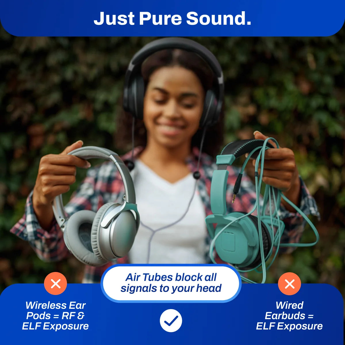 EMF Radiation-Free Air Tube Over-Ear Headphones with Built-In Mic and (product 10477776109851 image 43998717575451)