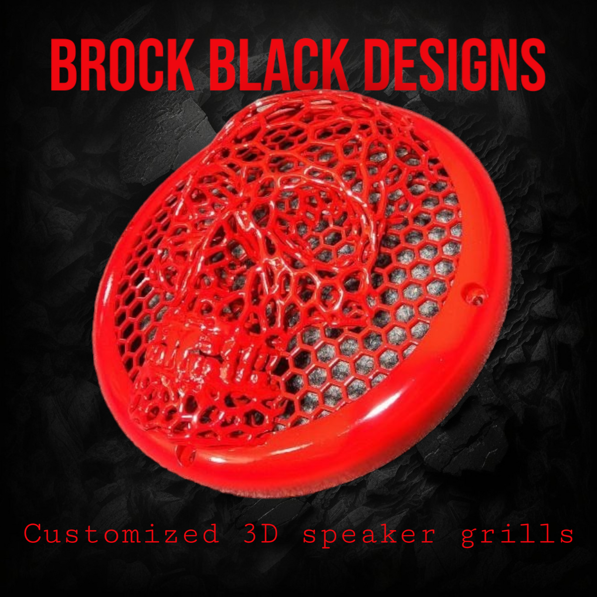 Competition series of webbed skull speakers grill covers - SPEAKER GRILLS - by Brock Black Customs (image 3) | Heavy Bass &