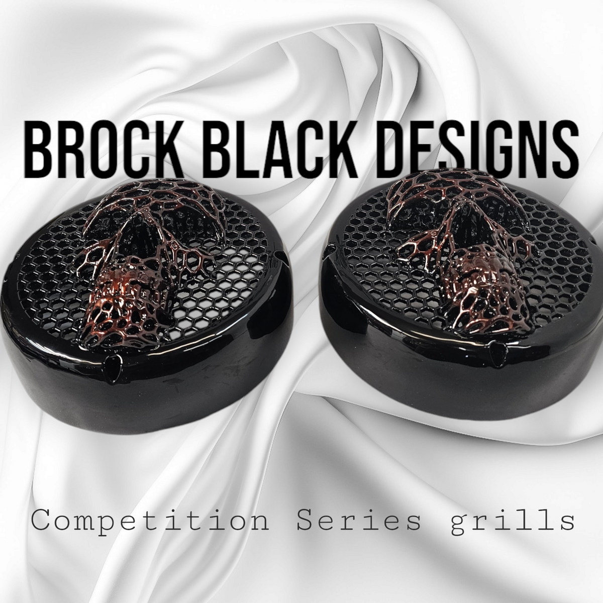Competition series of webbed skull speakers grill covers - SPEAKER GRILLS - by Brock Black Customs (image 1) | Heavy Bass &