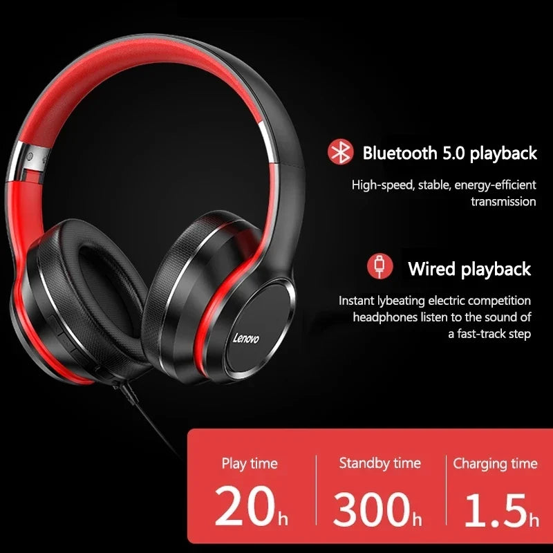 Lenovo HD200 Bluetooth Earphones Over-ear Foldable Computer Wireless (product 10477774733595 image 43998709055771)