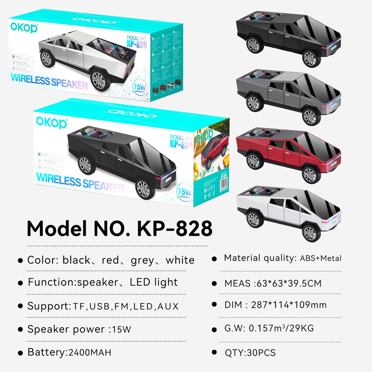 KP-828 Best-Selling Bluetooth Speaker Cyber Style Car Model With Dynamic Color (product 10477795672347 image 43998823612699)